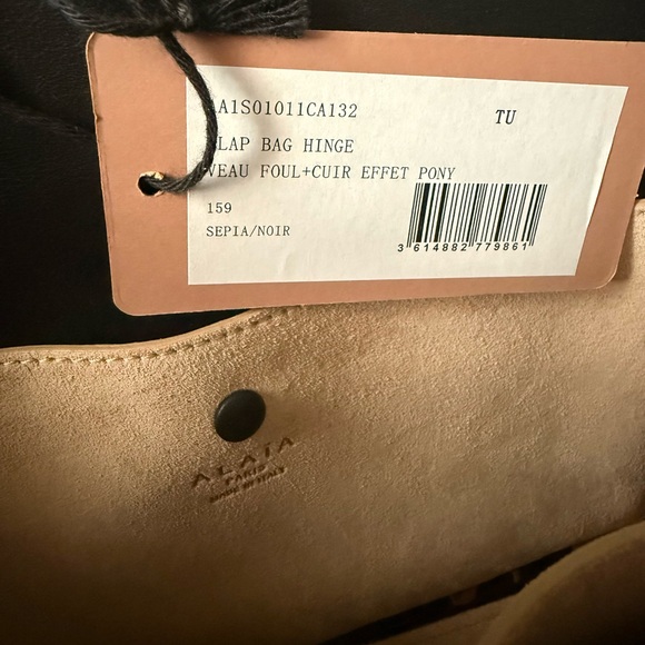 NWT Alaïa Leopard Print Genuine Calf Hair & Leather Shoulder Bag BLACK - Picture 16 of 16